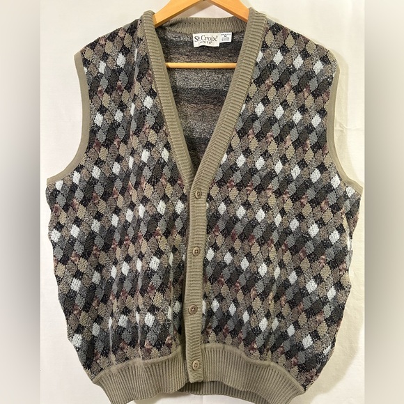 St Croix Knits Wool Blend Cardigan Sweater Vest Size Medium - Picture 1 of 8